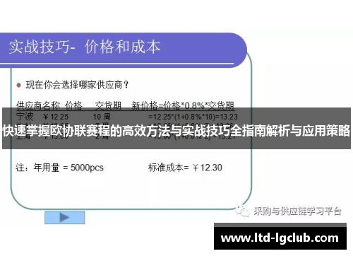 快速掌握欧协联赛程的高效方法与实战技巧全指南解析与应用策略 快速掌握欧协联赛程的高效方法与实战技巧全指南解析与应用策略